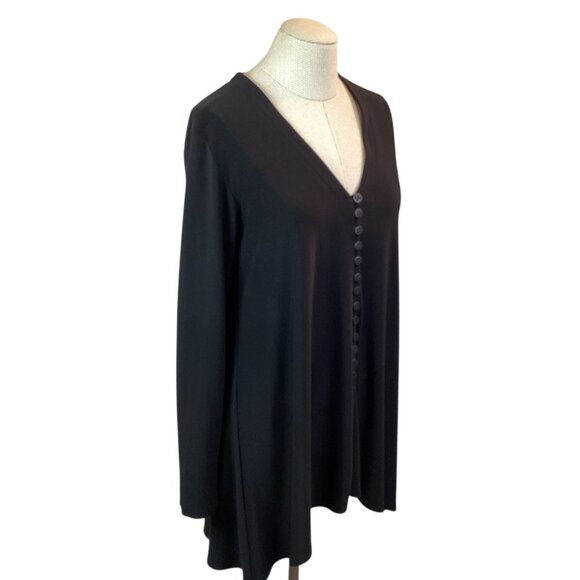 Sympli Womans 12 Tunic Top Draped Long Sleeve  Black - Picture 6 of 11